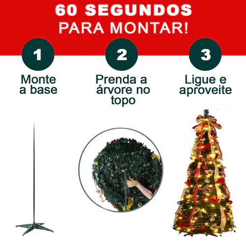 Árvore Natal Retrátil 2,10m Estilo Pinheiro